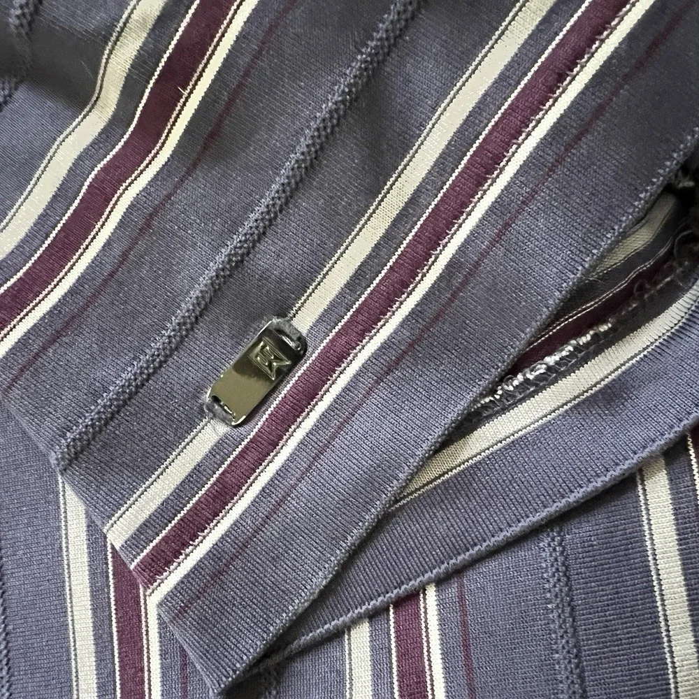 Tiger Woods Collection Polo Shirt Purple Burgundy Striped Nike Dry Fit Size L - Picture 6 of 10